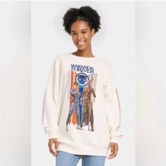 Marvel Black Panther Wakanda Forever Oversized Sweatshirt - Picture 1 of 6